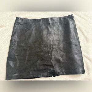 Dennis Basso Black Leather  Skirt
